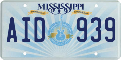 MS license plate AID939