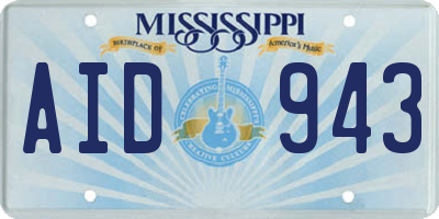 MS license plate AID943