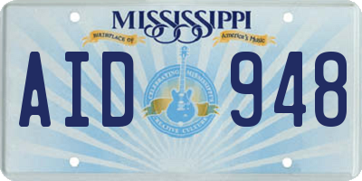 MS license plate AID948