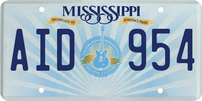 MS license plate AID954