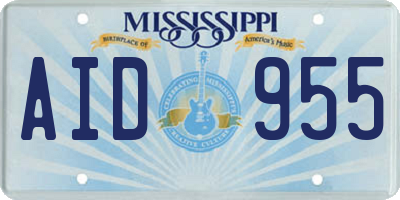 MS license plate AID955