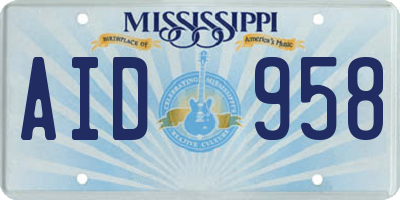 MS license plate AID958