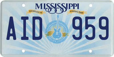 MS license plate AID959
