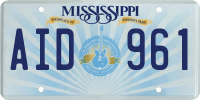 MS license plate AID961