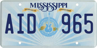 MS license plate AID965