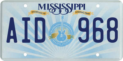 MS license plate AID968