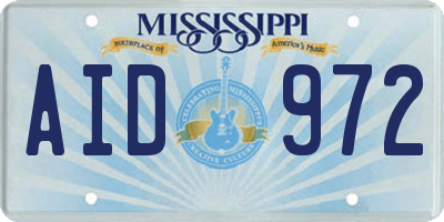 MS license plate AID972