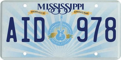 MS license plate AID978