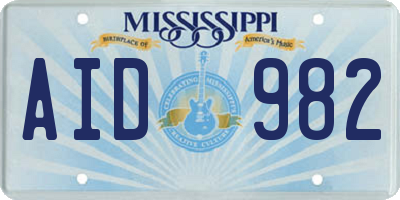 MS license plate AID982
