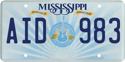 MS license plate AID983