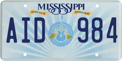 MS license plate AID984