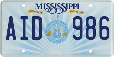 MS license plate AID986