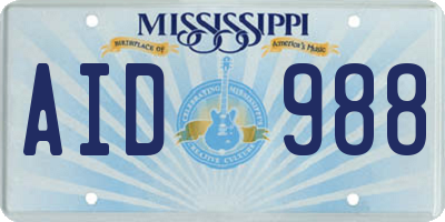 MS license plate AID988