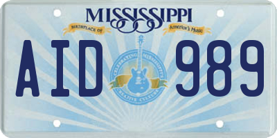 MS license plate AID989