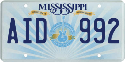 MS license plate AID992