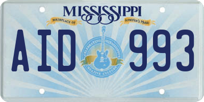 MS license plate AID993