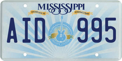 MS license plate AID995