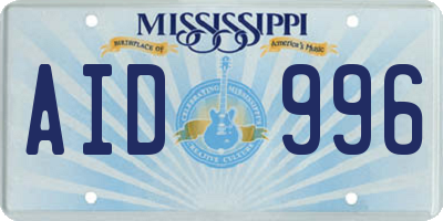 MS license plate AID996