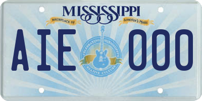 MS license plate AIE000