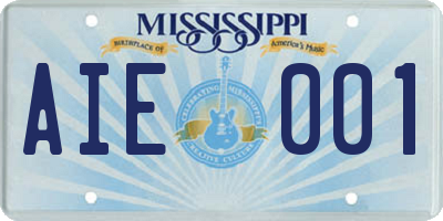 MS license plate AIE001