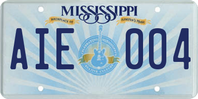 MS license plate AIE004