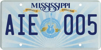 MS license plate AIE005