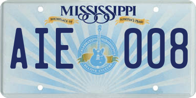 MS license plate AIE008