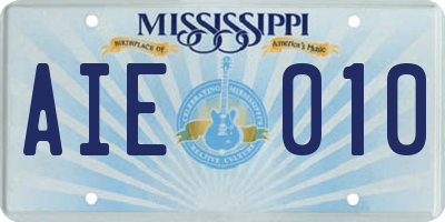 MS license plate AIE010