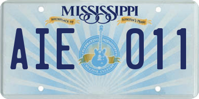 MS license plate AIE011