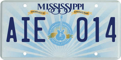 MS license plate AIE014