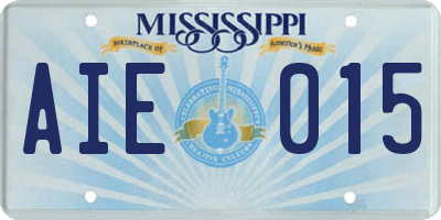 MS license plate AIE015