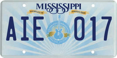 MS license plate AIE017