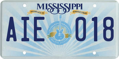 MS license plate AIE018