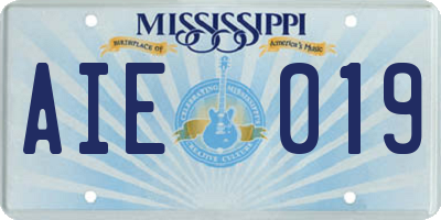 MS license plate AIE019