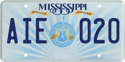 MS license plate AIE020