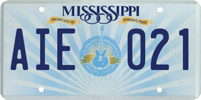 MS license plate AIE021