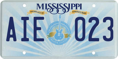 MS license plate AIE023
