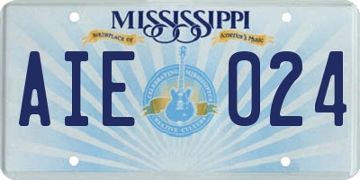 MS license plate AIE024