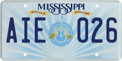 MS license plate AIE026