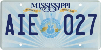 MS license plate AIE027