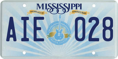 MS license plate AIE028