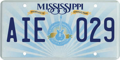 MS license plate AIE029