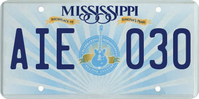 MS license plate AIE030