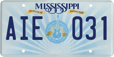 MS license plate AIE031