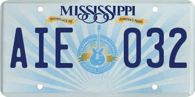 MS license plate AIE032