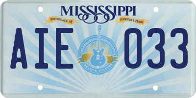 MS license plate AIE033