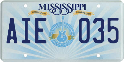 MS license plate AIE035