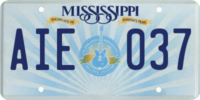 MS license plate AIE037
