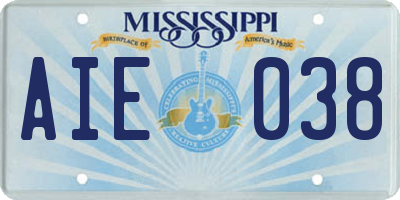 MS license plate AIE038