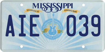 MS license plate AIE039